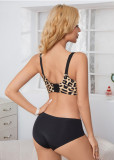 Plus Size Women Leopard Print Sexy Wire‑Free Lingerie Bra