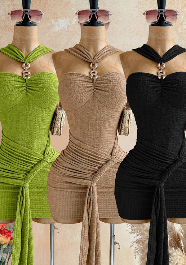 Women Metallic‑Accent Sexy Dress