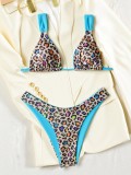 Women Color‑Block Bikini Lace‑Up Backless Sexy Swimsuit