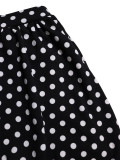 Women Polka Dot Long Sleeve Top and Midi Skirt Two‑Piece Set