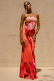 Women Sexy Printed Strapless Beach Dress