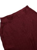 Women Casual Round Neck Top and Slit Skirt Two‑Piece Set