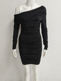 Women Spring Fall Long Sleeve Off‑Shoulder Bodycon Dress