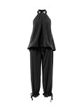 Women Elegant Casual Pleated Collar Tank Top and Pant Two‑Piece Set