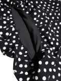 Women Polka Dot Long Sleeve Top and Midi Skirt Two‑Piece Set