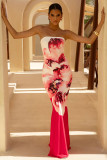 Women Sexy Printed Strapless Beach Dress
