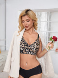 Plus Size Women Leopard Print Sexy Wire‑Free Lingerie Bra