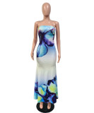 Women Sexy Printed Strapless Beach Dress