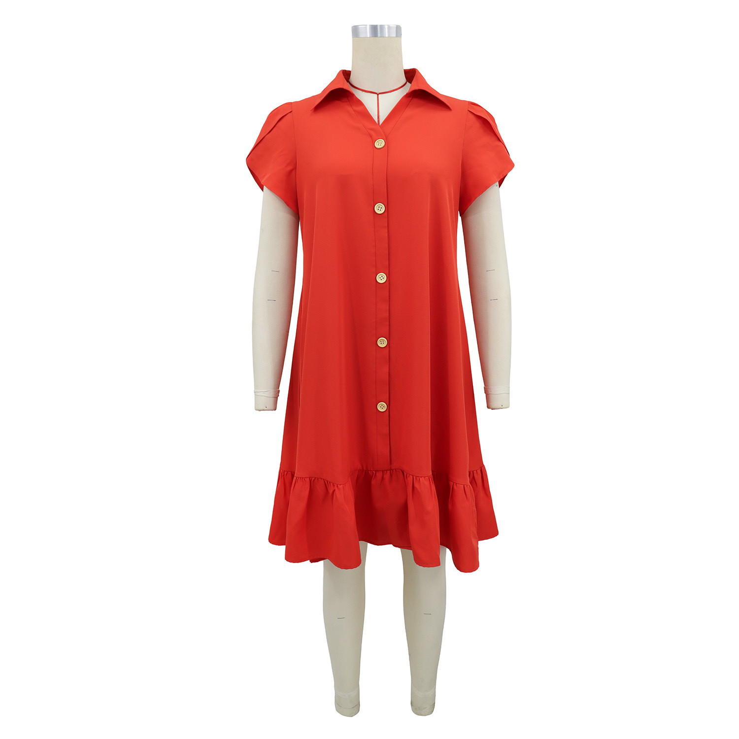 Button Turndown Collar Dress for Holidays
