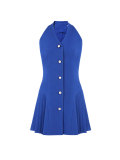 Women Sleeveless Halter Neck Elegant Sexy Pleated Dress
