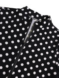 Women Polka Dot Long Sleeve Top and Midi Skirt Two‑Piece Set