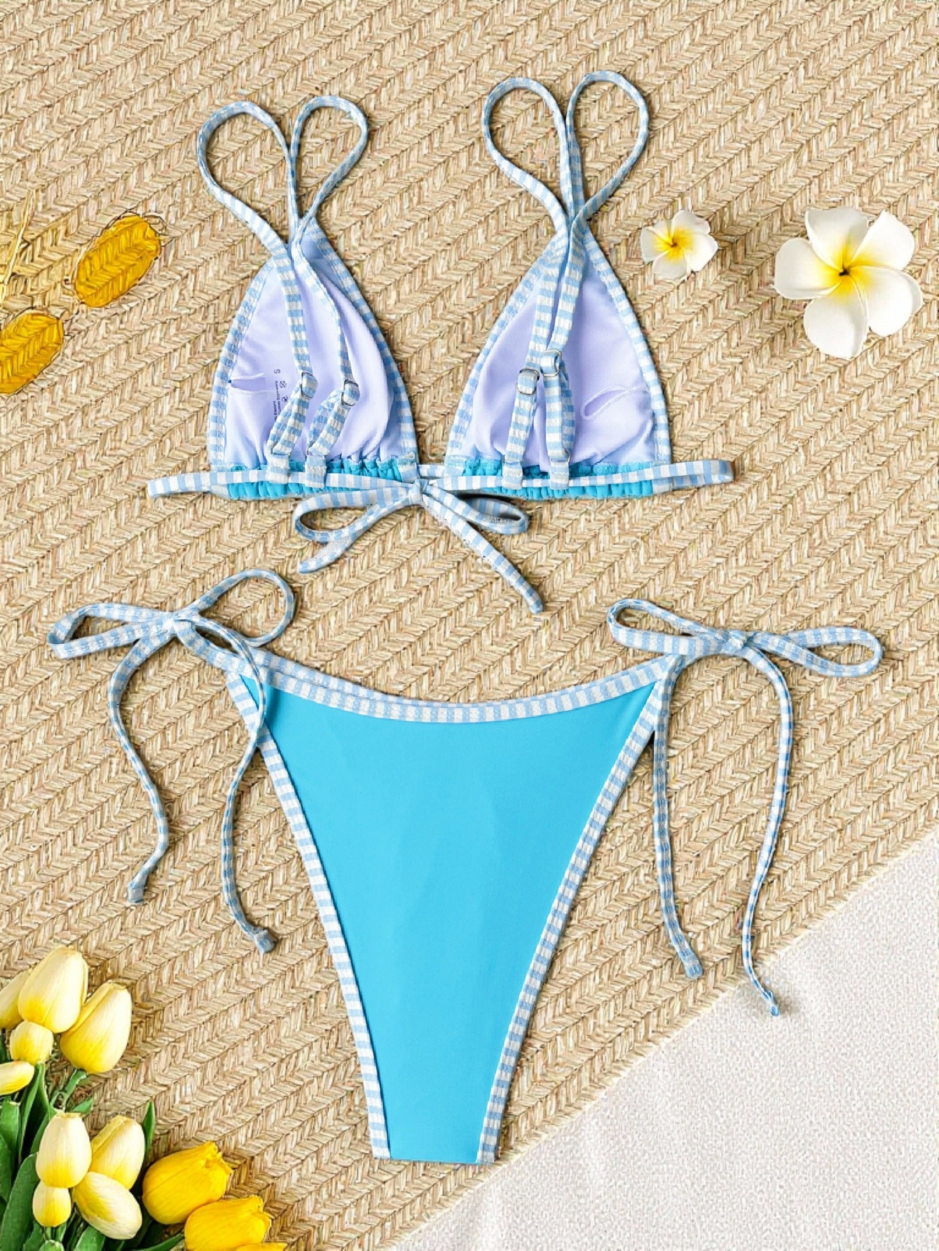 Lace-Up Backless Bikini Swimsuit for Beachwear