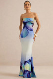 Women Sexy Printed Strapless Beach Dress