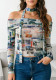 Women Off‑Shoulder Long Sleeve T‑Shirt with Ribbon for Fall Women Off‑Shoulder Top