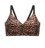Plus Size Women Leopard Print Sexy Wire‑Free Lingerie Bra