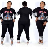 African Women’s Fashionable Beaded Casual Sportswear Two Piece Set