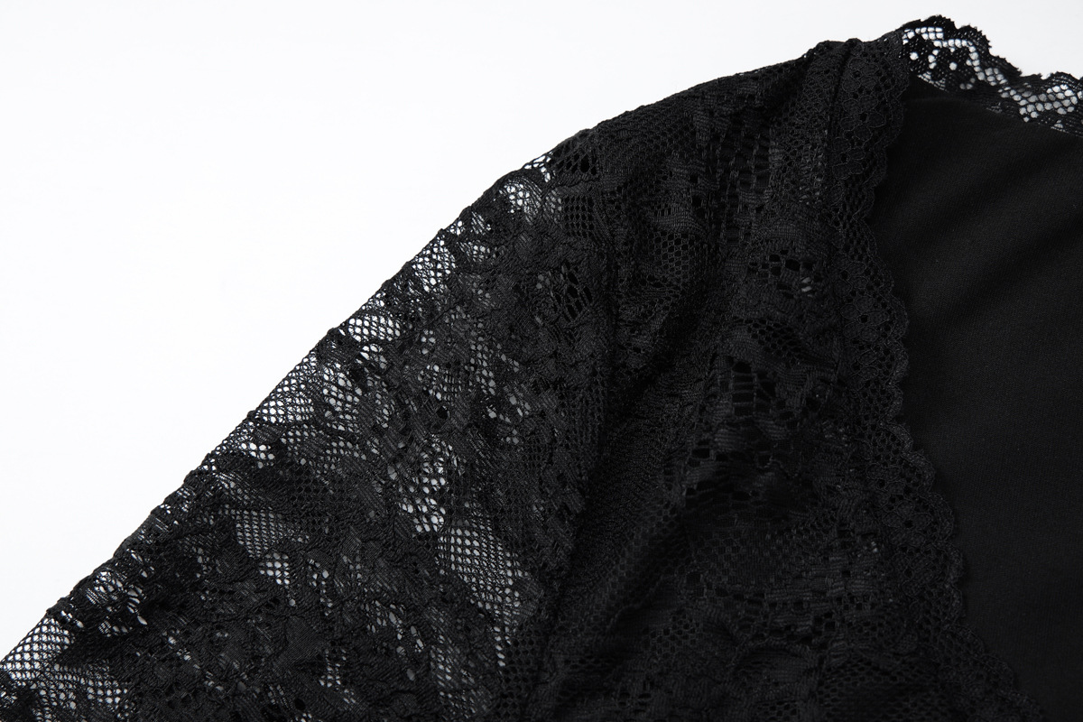 Lace Hollow-Out Split Bodycon Mini Dress for Clubwear