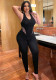 Autumn Women’s High Stretch Halter Neck Sleeveless Slim Fit Seamless Knitted Yoga Jumpsuit