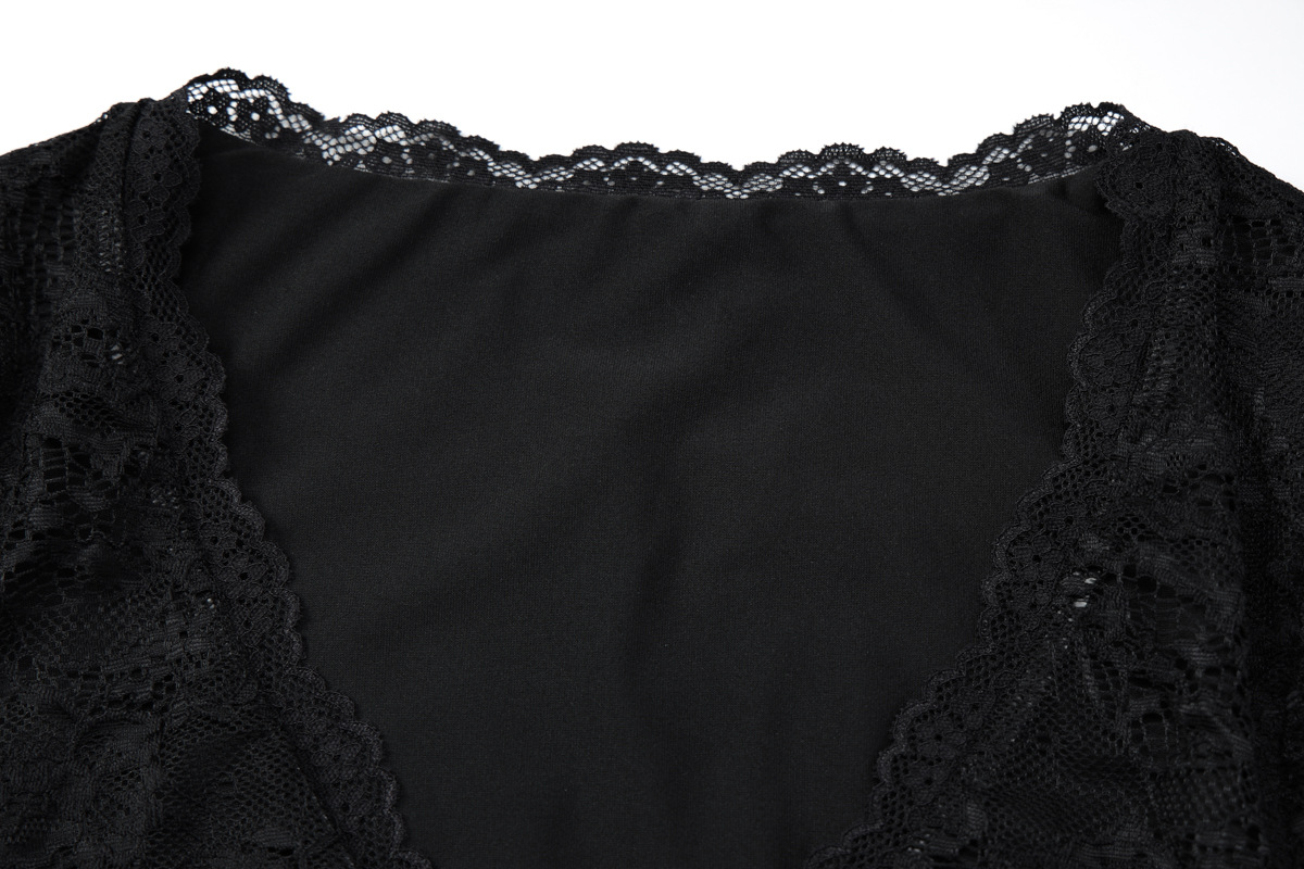 Lace Hollow-Out Split Bodycon Mini Dress for Clubwear
