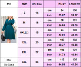 Women’s Fashionable V Neck Long Sleeve Slim Fit Solid Plus Size Dress