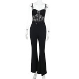 Summer Women’s Sexy Lace Strap Tight Fitting Holiday Jumpsuit