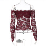 Spring Women’s Fashionable Off Shoulder Lace Slim Fit Top