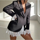 Women’s Luxury Slim Waist Lace Patchwork Chic Career Blazer