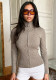 Autumn Women’s Solid Stand Collar Long Sleeve Knitting Casual Slim Fit Top
