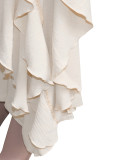 Women’s Casual High Waist Drawstring Jogger Pants with Irregular Layered Ruffles