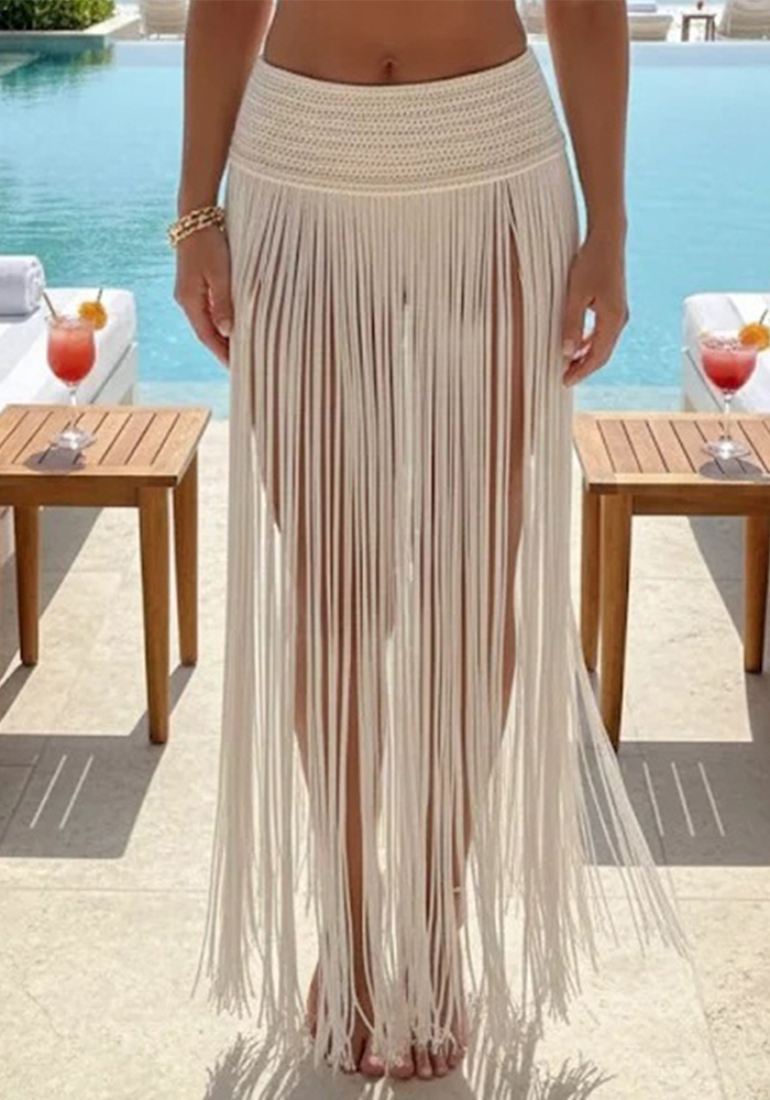 Crocheted Fringe See-Through Beach Skirt for Summer Beachwear