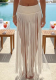 Women’s Fashionable Crocheted Fringe See Through Beach Skirt