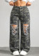 Plus Size Women’s Camouflage Ripped Loose Straight Leg Wide Leg Denim Jeans