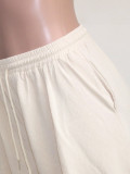 Women’s Casual High Waist Drawstring Jogger Pants with Irregular Layered Ruffles