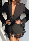 Women’s Luxury Slim Waist Lace Patchwork Chic Career Blazer