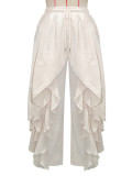 Women’s Casual High Waist Drawstring Jogger Pants with Irregular Layered Ruffles