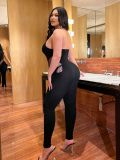 Autumn Women’s High Stretch Halter Neck Sleeveless Slim Fit Seamless Knitted Yoga Jumpsuit