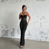 Summer Women’s Sexy Lace Strap Tight Fitting Holiday Jumpsuit