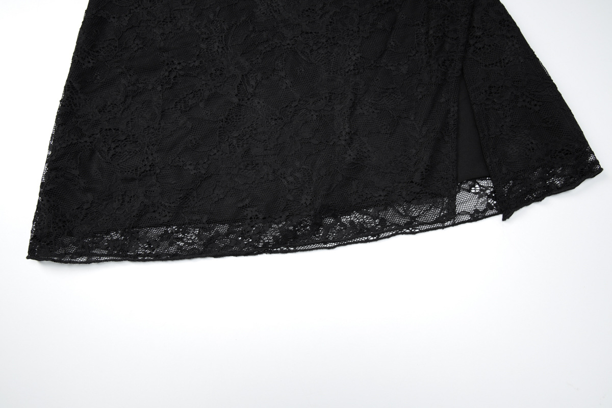Lace Hollow-Out Split Bodycon Mini Dress for Clubwear