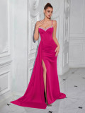 Women’s Luxury Beaded Rhinestone Embellished Elegant Lace Up Formal Evening Dress