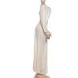 Autumn Women’s Sexy Off Shoulder Lace Patchwork Elegant Long Sleeve Maxi Dress