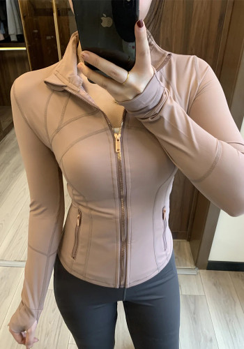 Spring Summer Women’s Gold Zip Thin Fitness Yoga Running Jacket