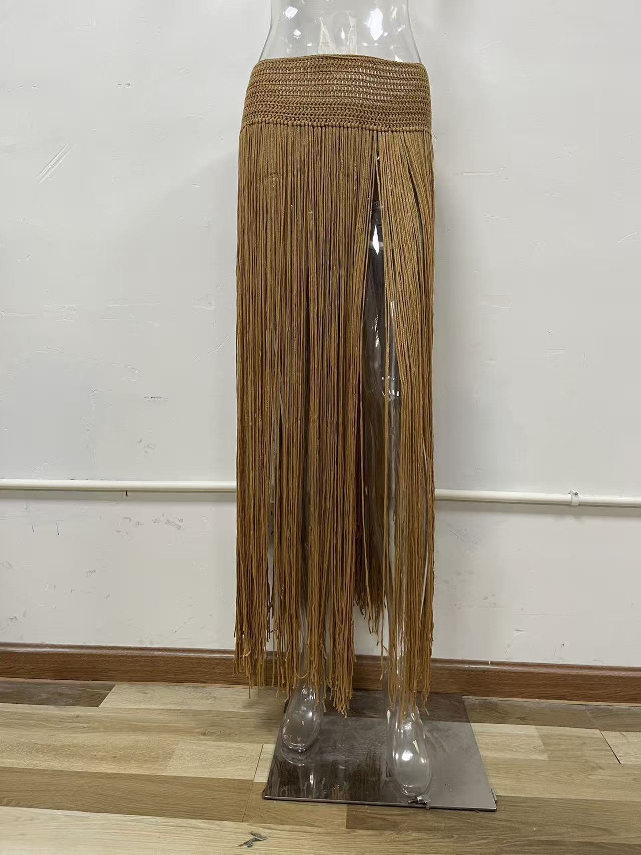 Crocheted Fringe See-Through Beach Skirt for Summer Beachwear