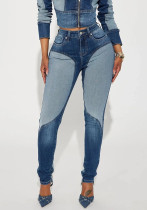 Women’s High Waist Washed Patchwork Skinny Denim Jeans Women’s High Waist Washed Patchwork Skinny Denim Jeans