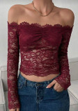 Spring Women’s Fashionable Off Shoulder Lace Slim Fit Top