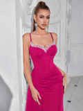 Women’s Luxury Beaded Rhinestone Embellished Elegant Lace Up Formal Evening Dress