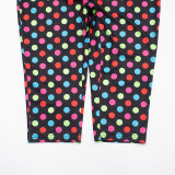 Women’s Sexy Printed Polka Dot Square Neck Low Back Slim Fit Cropped Leg Jumpsuit