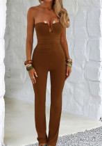 Women Sexy Strapless Printed Hollow‑Out Backless Jumpsuit Women Sexy Strapless Printed Hollow‑Out Backless Jumpsuit