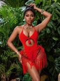 Women’s Sexy Crocheted Bodysuit and Mesh Beach Cover Up Two Piece Set