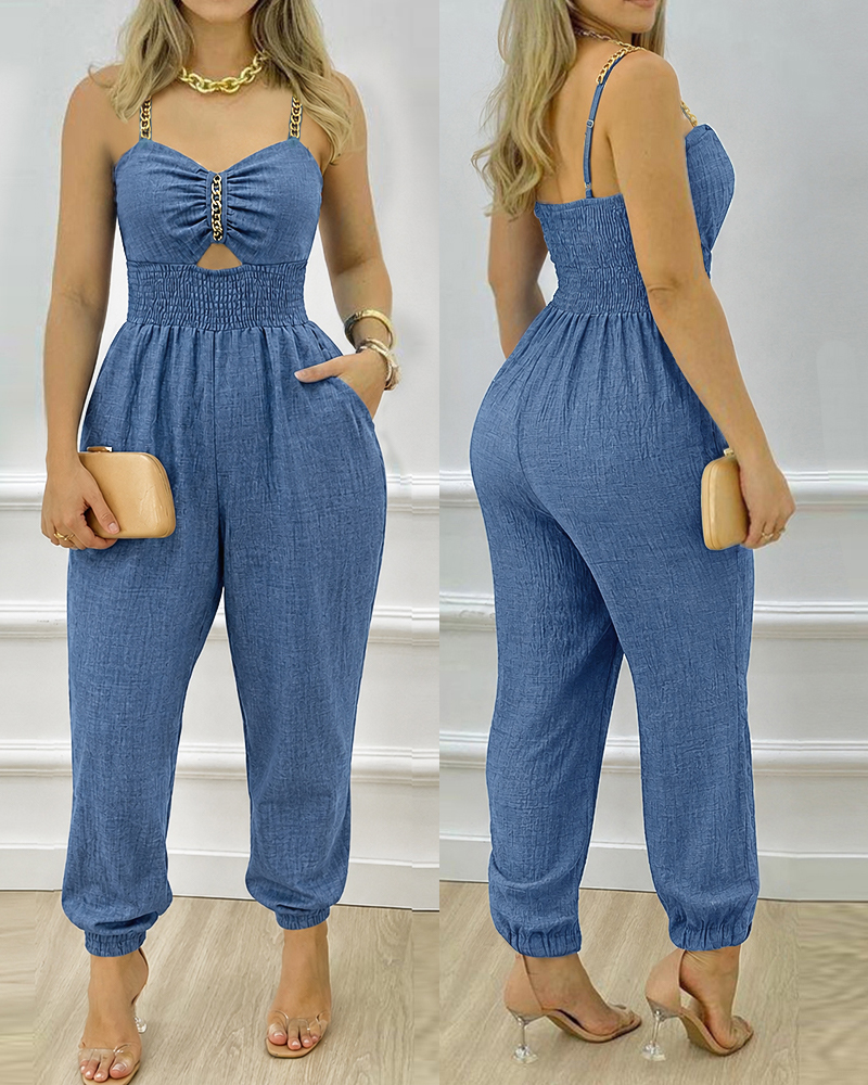 Chain Shoulder Strap Jumpsuit