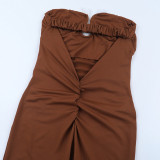 Women Sexy Strapless Printed Hollow‑Out Backless Jumpsuit